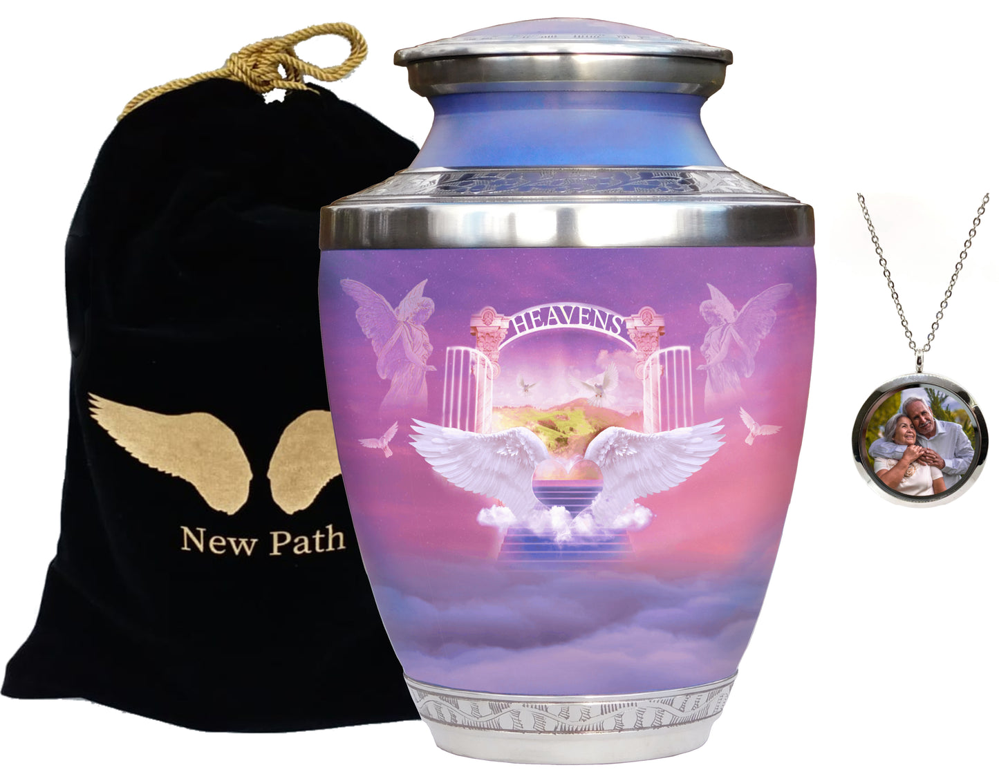 New Path Cremation urns for Adult Ashes/Lovely urns for Human Ashes Males and Females, Customize urns by Photo and Engraving, Decent and Personalized Funeral urns for Ashes to Honor Your Beloved